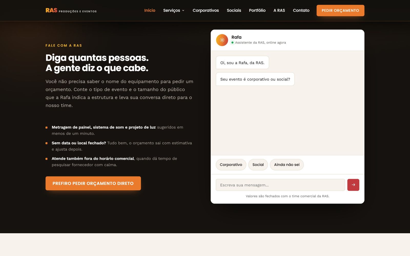 RAS Produções e Eventos, tela 2